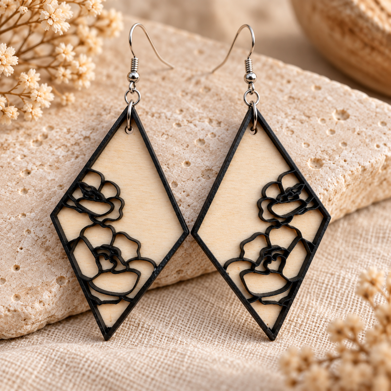 Shadow Bloom Layered Wood Earrings 3.png