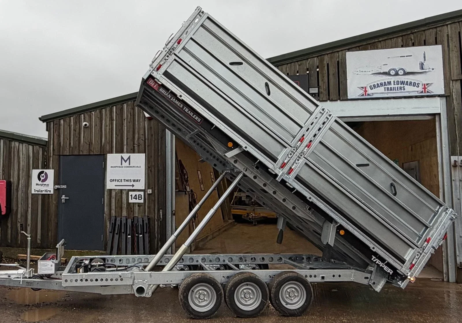 New Brian James 13ft x 6ft 6in Tipper Trailer H/D solid sides 3,500kg £11,210 + VAT