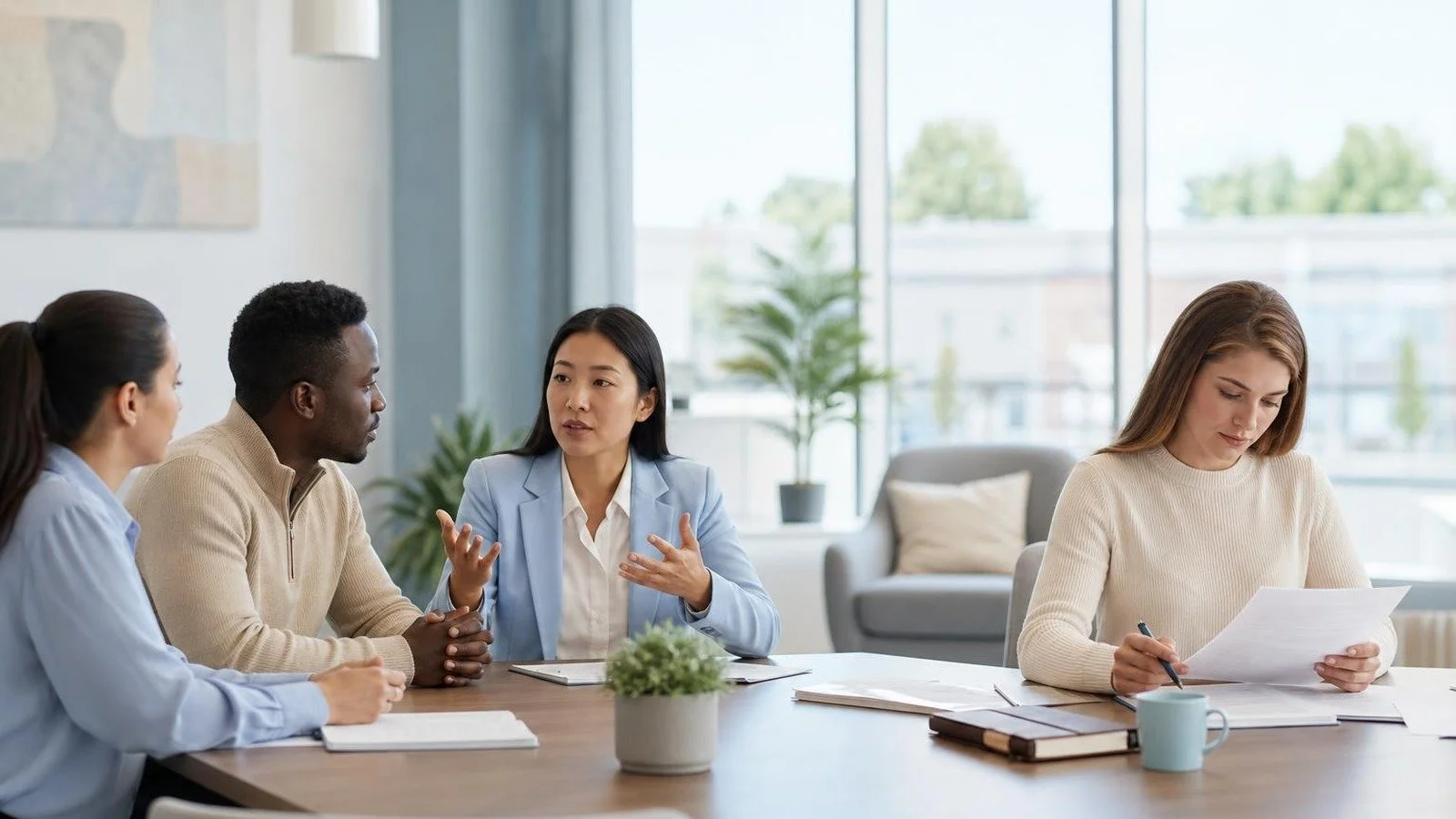 Multicultural professionals using interpretation and translation services Indiana organizations rely on