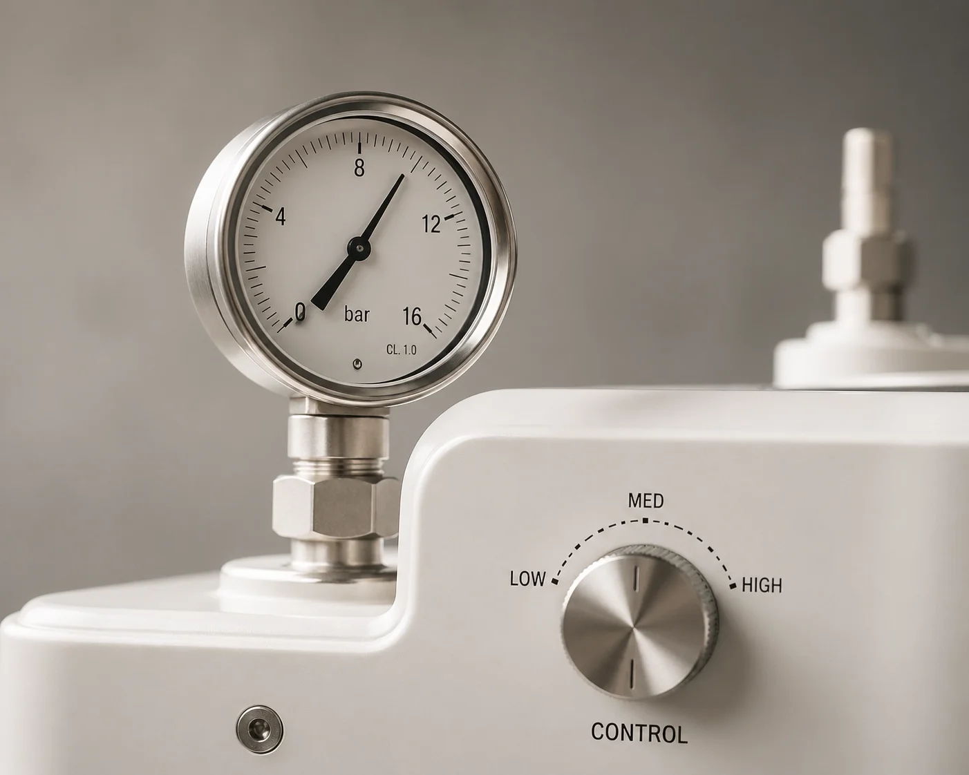 Pressure gauge and control panel used in manufacturing safety, highlighting the need for a professional linguist interpreter in manufacturing safety procedures.