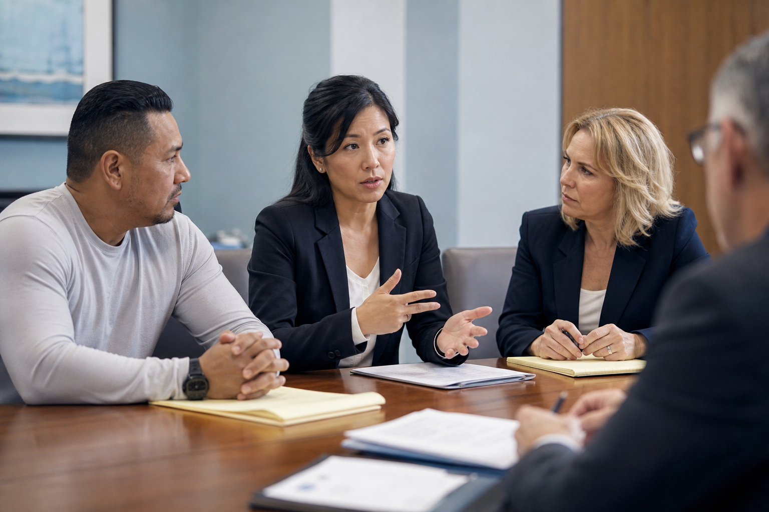 Professional interpreter at workers compensation deposition hearing in Indiana law office