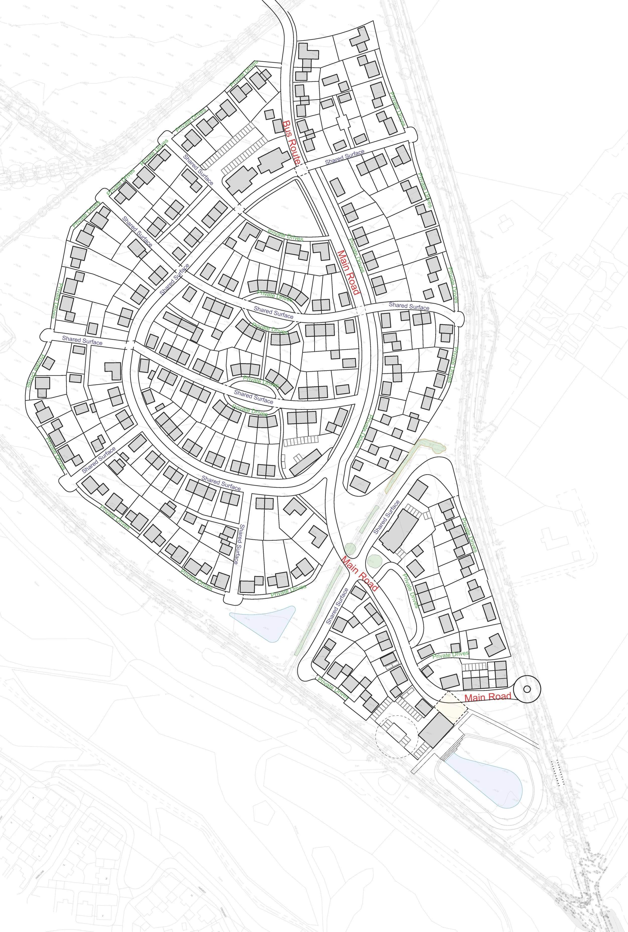 Masterplan for new village in England.