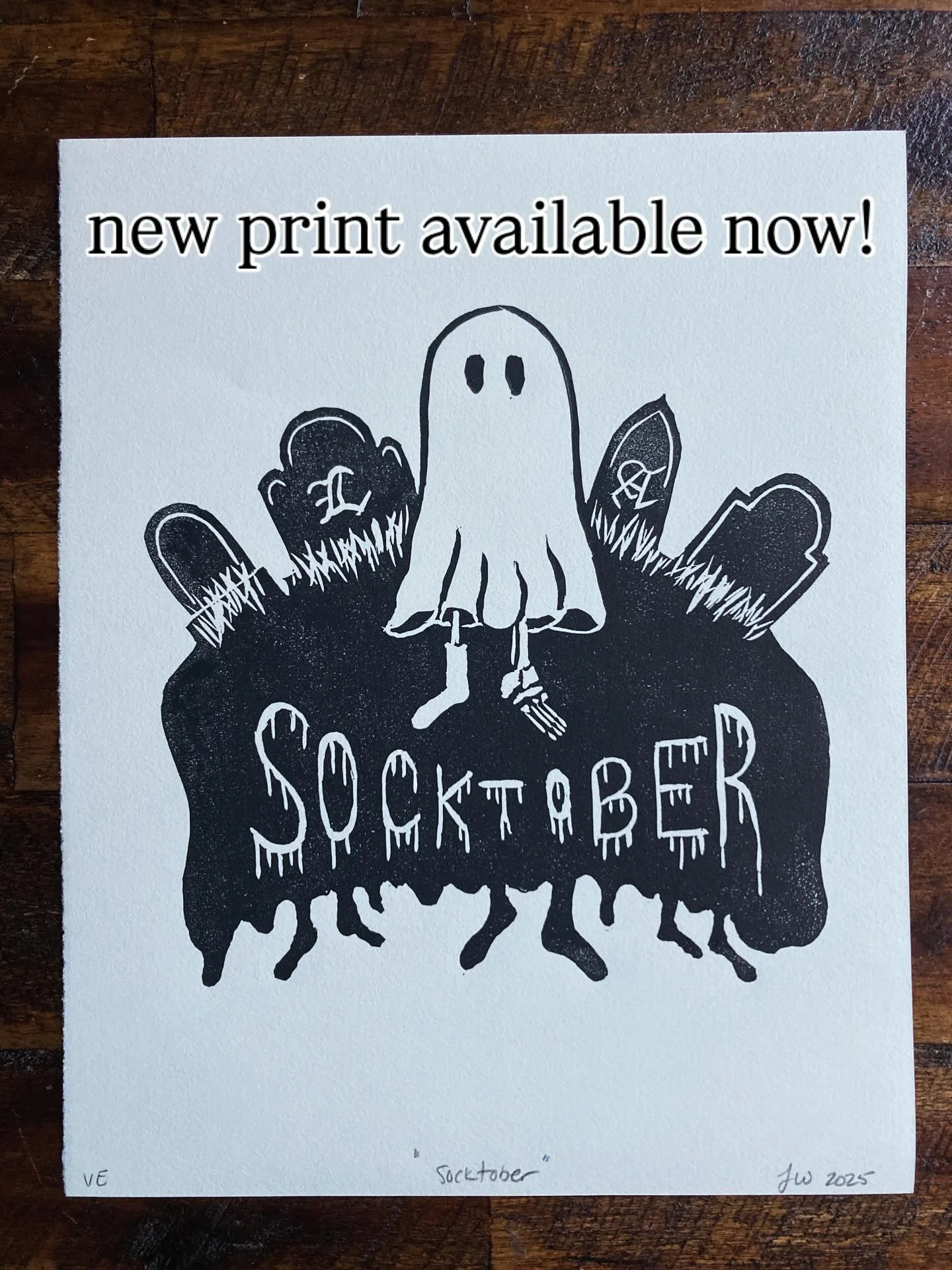 Happy Socktober to all who celebrate! The Ghost of Second Sock Syndrome is pleased to announce that these limited edition &ldquo;Socktober&rdquo; linocut prints are now available in my shop (link in bio) for all of your spooky Socktober decorating ne