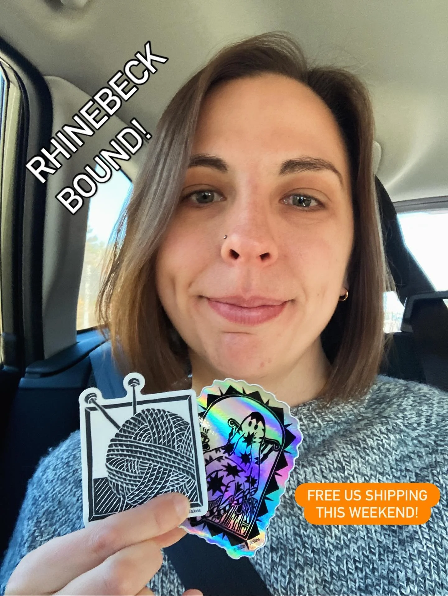 I&rsquo;m on my way to New York Sheep &amp; Wool Festival for the first time since 2018! I will have some knitting &amp; quilty ghost stickers with me at the festival on Saturday &amp; Sunday so if you see me and want to buy one IRL, come say hi!!

E