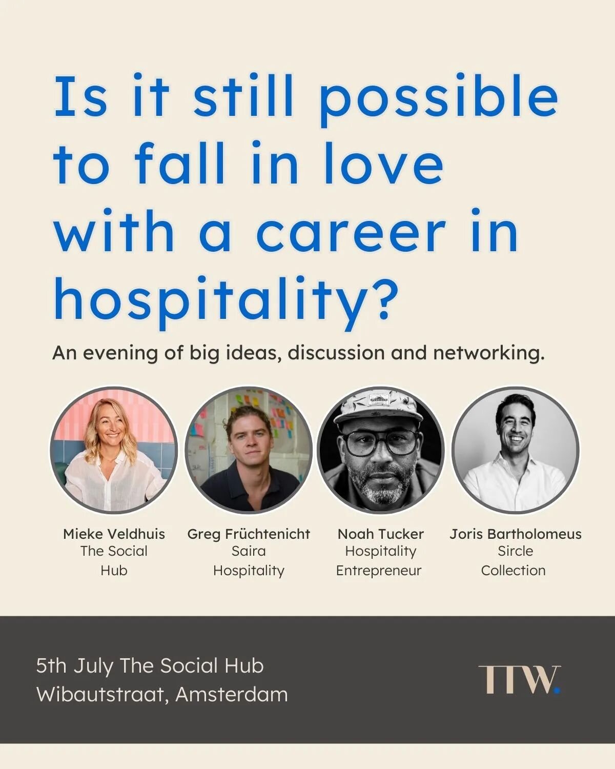 Last chance to register for our event for the hospitality and service industry!

Join us on Wednesday for an evening of discussion, networking and big ideas to inspire talent about a career in hospitality again. Drinks and bites included!

Hear from 