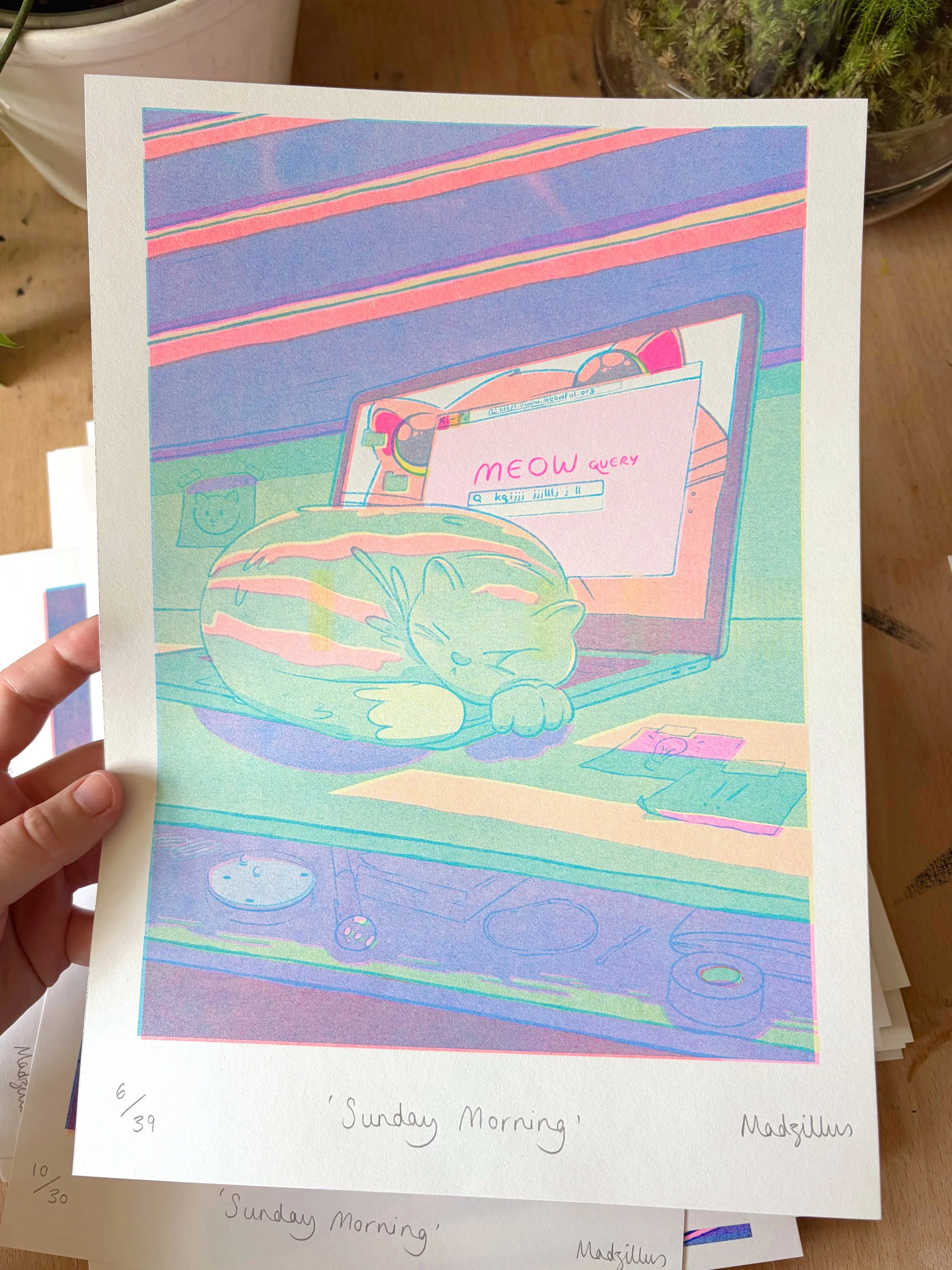 Sunday Morning aqua Riso print