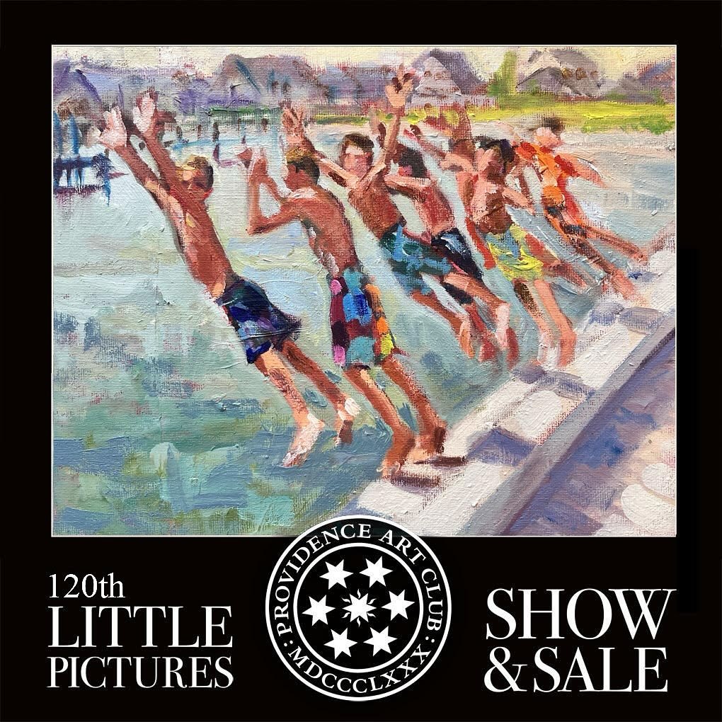 Another painting of halcyon days - this oil painting will be at the Providence Little Pictures show. 
Jerusalem Jumpers. 
Who didn&rsquo;t jump off a pier or dock with your buddies?!