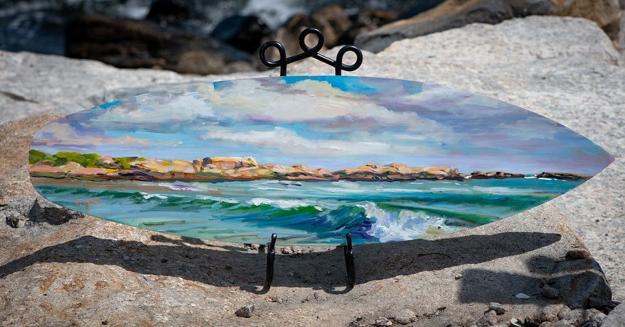 &ldquo;The Mouth of the River&rdquo; oil painting 
The Narragansett Chamber is celebrating 100 years with a Gala at the Dunes Club on Aug 22. 
This 36&rdquo; surfboard shape oil painting is part of an auction online and in person. 
Come celebrate the