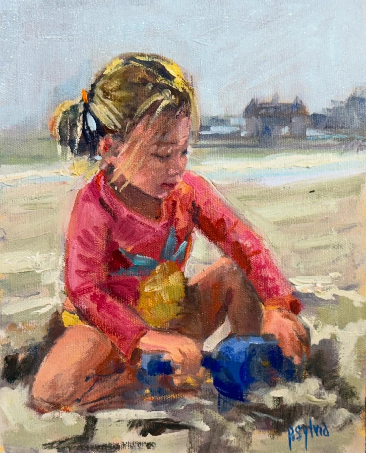 A moment-in-time memory: oil painting commission. No summer ever came back❤️