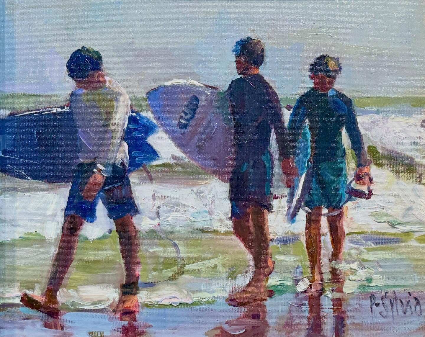 Done for the Day- late September surf session. This oil painting just went to the Little Pictures show at the Providence Art Club. Open every day until December 22. Over 700 pieces of artwork all under $350 / 120 artists. 
#littlepictures2025 #pvdart