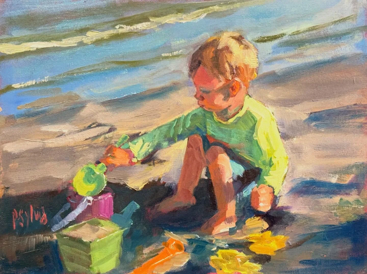 New oil painting of the quiet work of play. I hope time stands still for your parents 🩷
#thewayback #watchhill #nosummerevercameback 
#everysummerhasastory
#itgoessofast