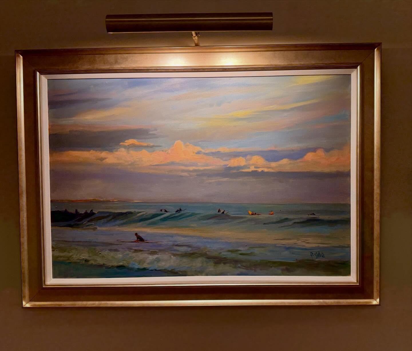 The magic time for beach lovers. Peach clouds, smooth waves , the closing of the day.
This oil panting on display at the Ocean House in Watch Hill. 
#oceanhouseri #oilpainting #southernrhodeisland @patisylvia @oceanhouseri @newportartistscollective @