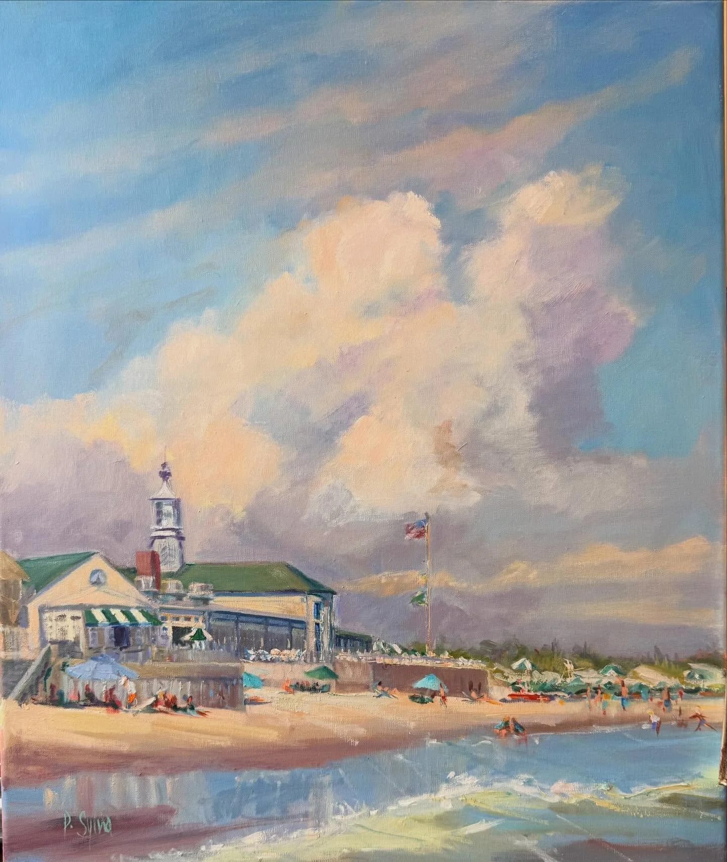 Will summer ever get here??? 
New 20x24 oil painting at my studio. 123 Boon St. 
#narragansett #coastalart #dunesclub #waitingforsummer #patisylvia