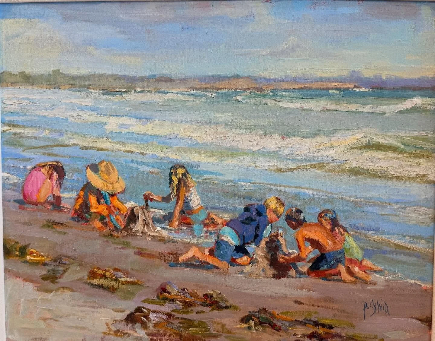&ldquo;Sandcastle Workshop&rdquo; are these your kids at work? New oil painting of a warm September beach day. 

#coastalart #nosummerevercameback #dunesclub #narragansett #newportri  @newportartistscollective @patisylvia @paintersoverlight @newportb