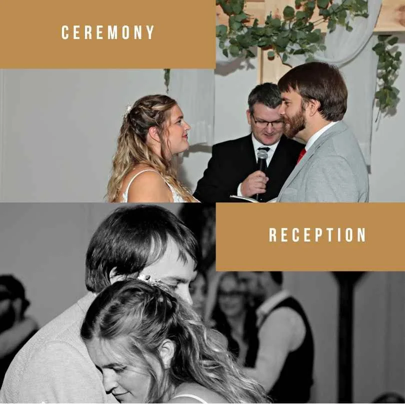 Inside wedding ceremony and reception