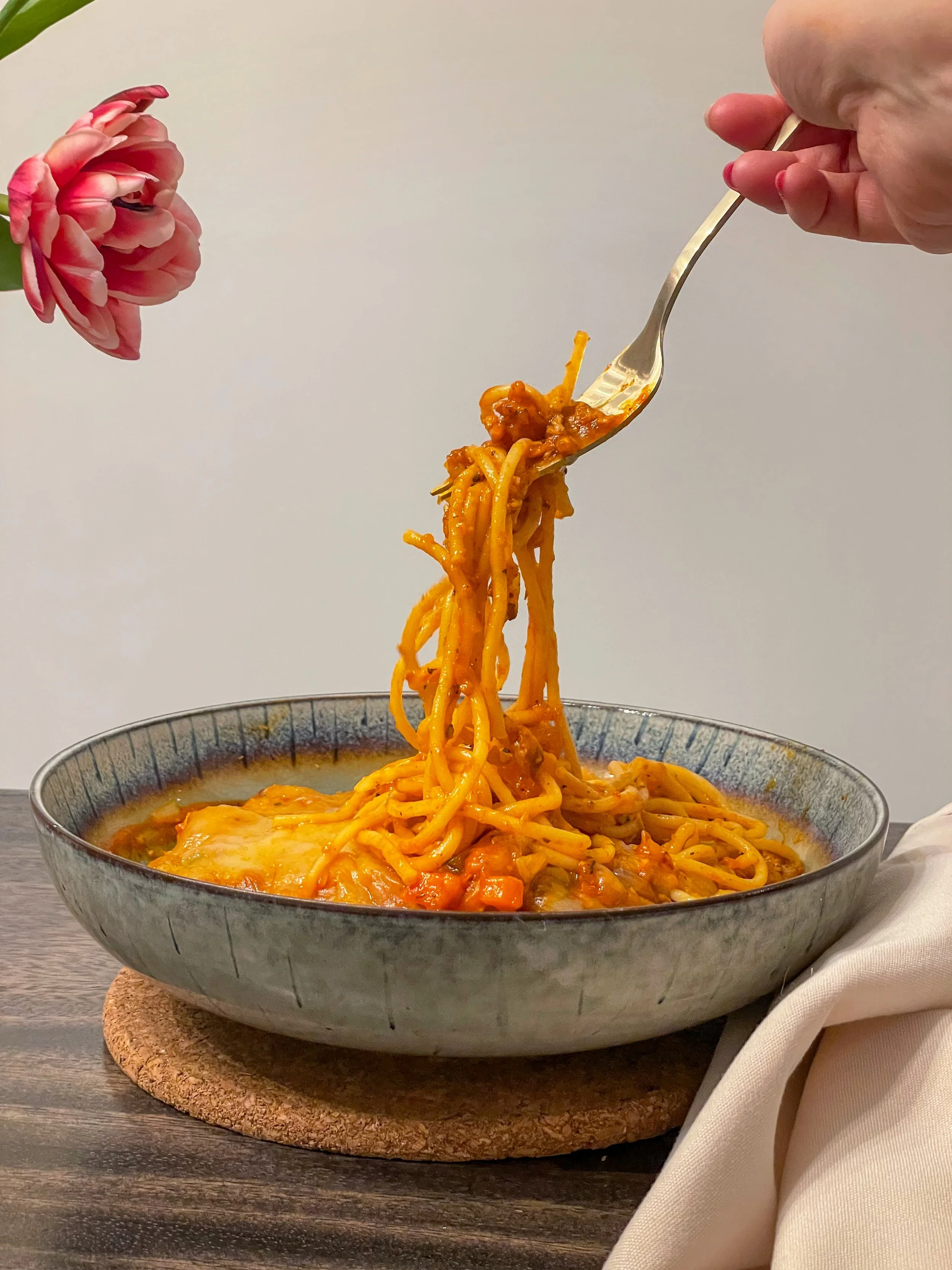 Spaghettis sauce à la « viande » et à la bière version végane