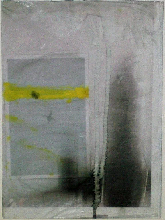 Ink Jet (1:4). Ink, collage, acrylic on board, 8.5x11in, 2009.