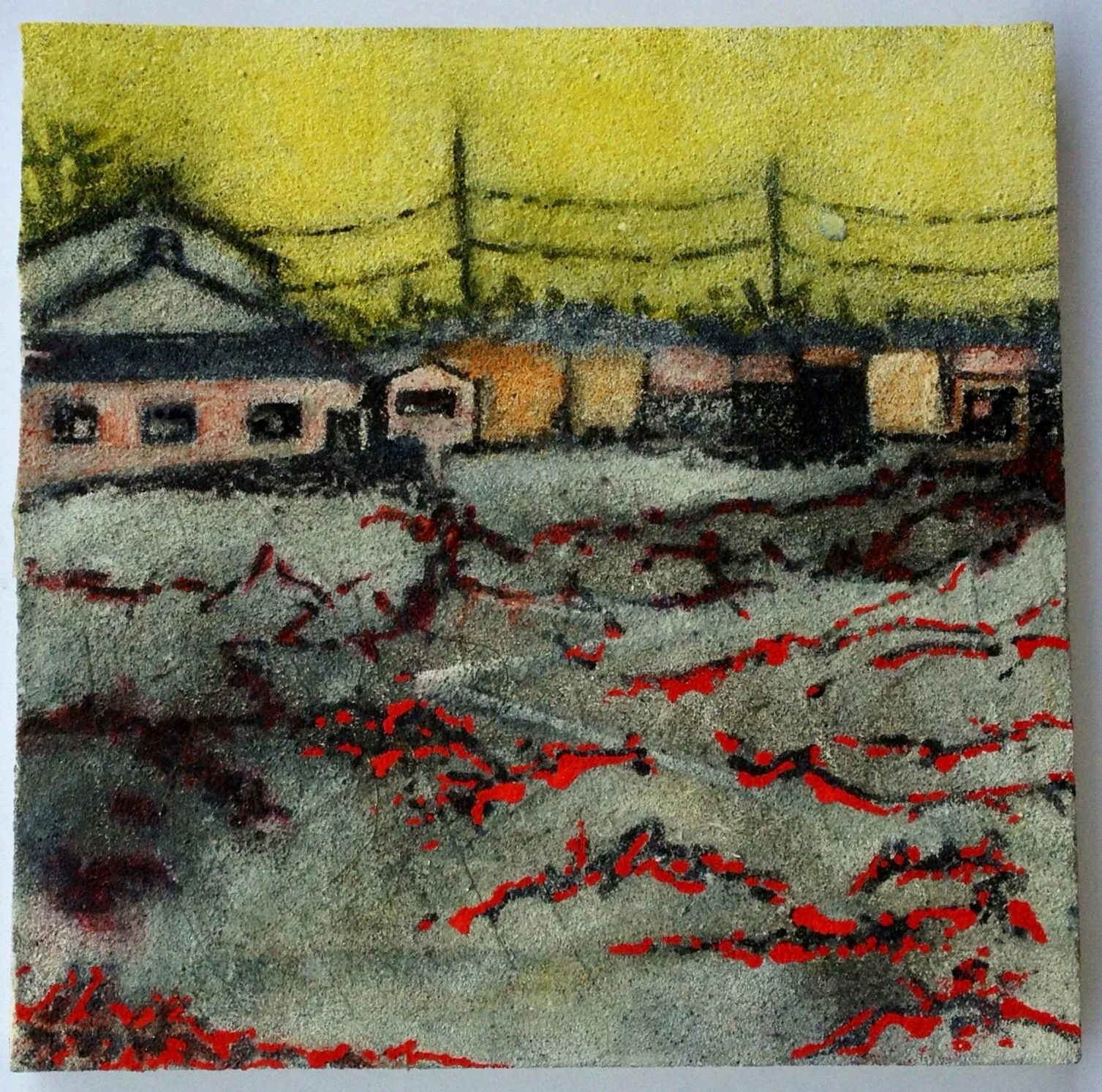 Untitled (2:4). Oil and marker on foam slab, 11x1x11in, 2012. NFS