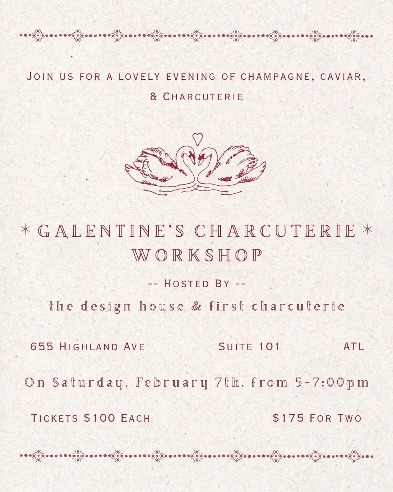 Celebrate Galentine&rsquo;s Day at The Design House with a hands-on grazing table workshop led by Maya, owner of @firstcharcuterie. End the evening by taking home a charcuterie box filled from the table you helped create!

Saturday, February 7th from