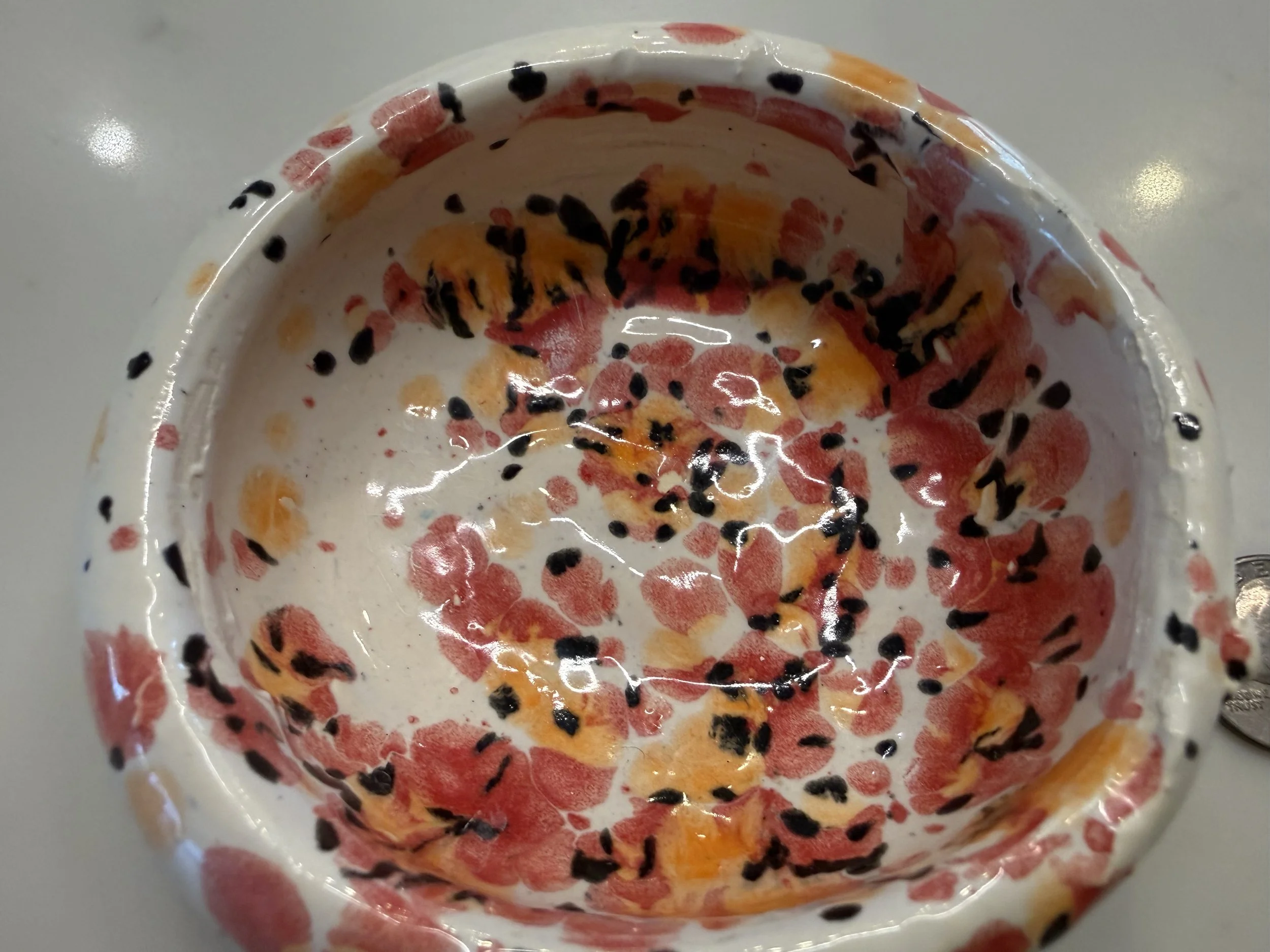 Artisan floral ceramic bowl