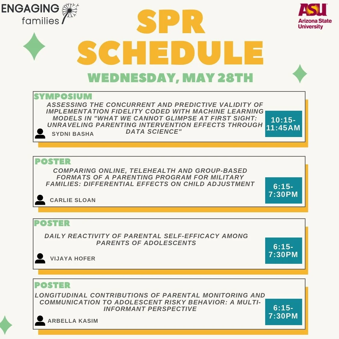 The Engaging Families Lab is excited to attend the Society for Prevention Research (SPR) this year! Stay tuned as we share updates and highlights throughout the week!

-
#SPR2025 #PreventionResearch #SPRConference #psychology #psych #asu #development