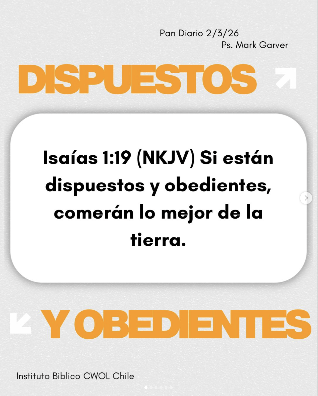 02 de Marzo, 2026 - Dispuestos y obedientes