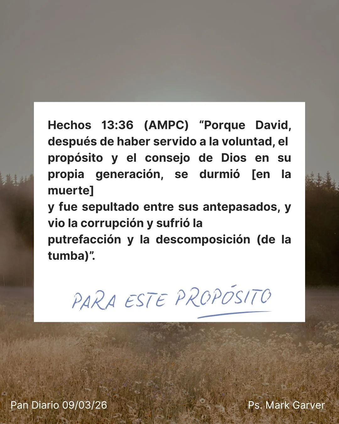 09 de Marzo, 2026 - Para este propósito