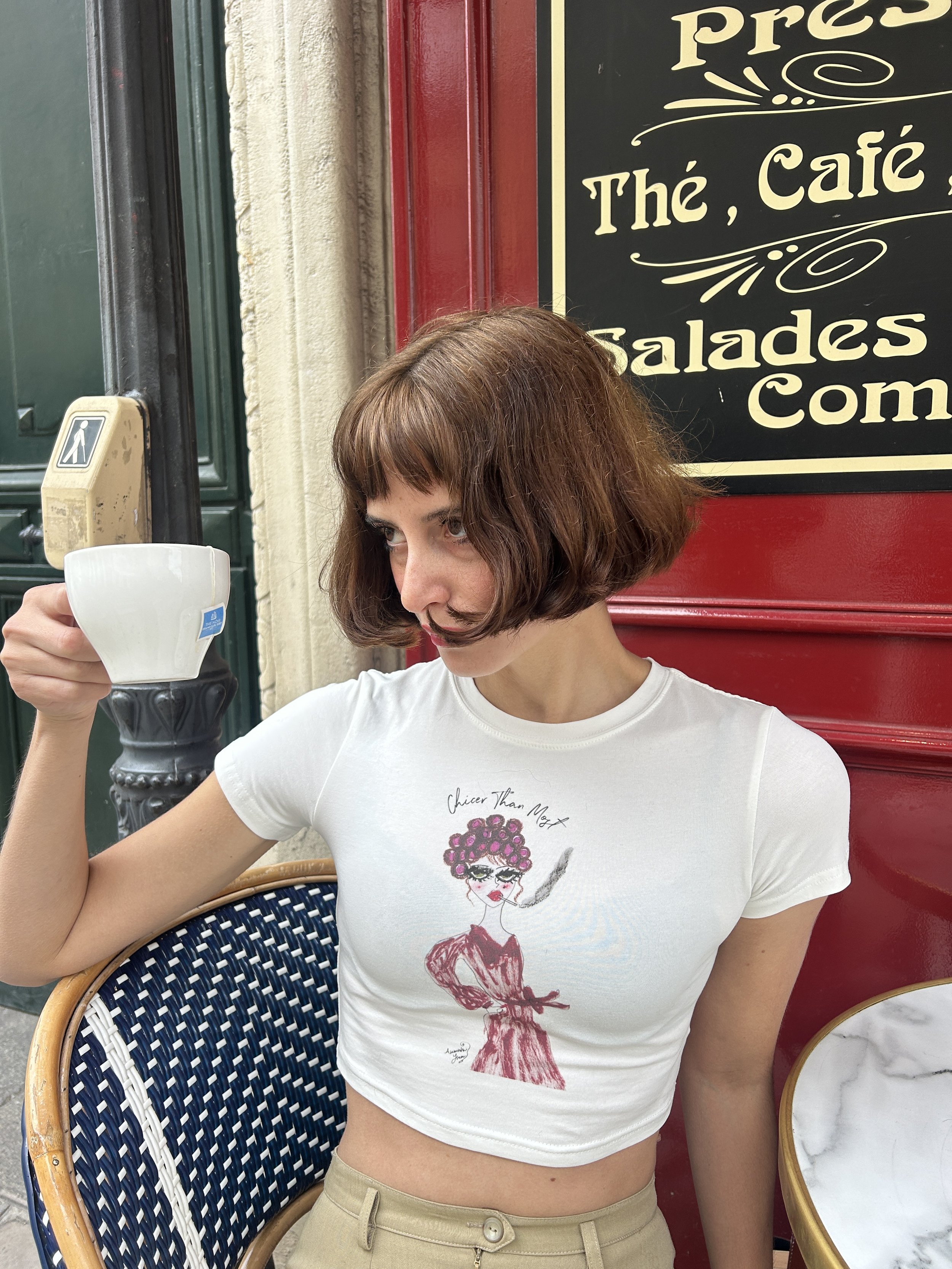 "Chicer Than Most" Fitted Crop Cotton T-Shirt