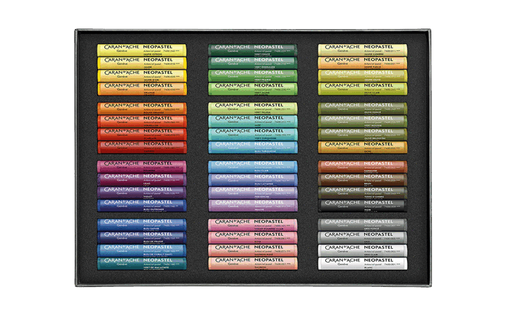 Caran D'ache NeoPastels in rainbow colors in packaging