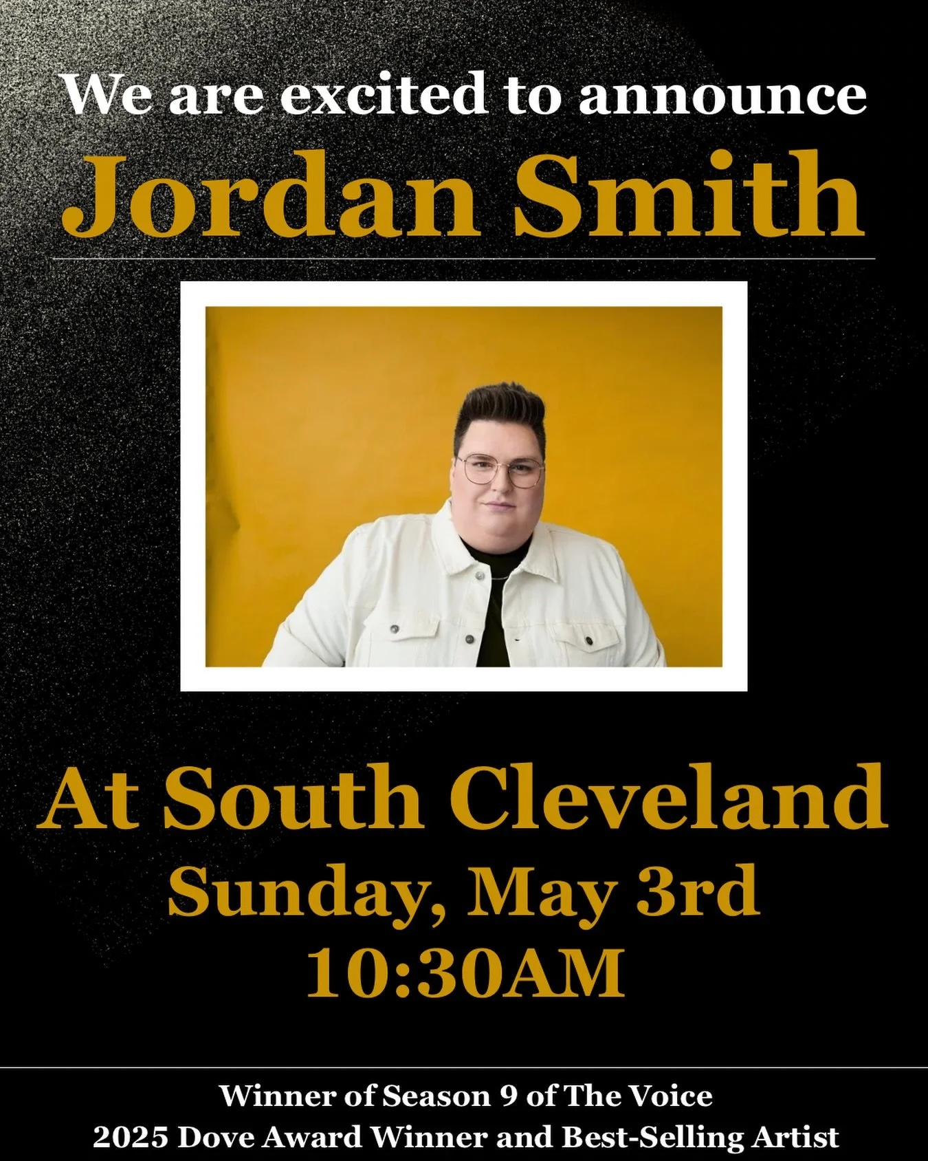 Sunday, May 3rd we are so excited to announce that @jordansmithlive will be joining us for morning worship! Make sure to be there and bring some friends to join you at 10:30 at South!