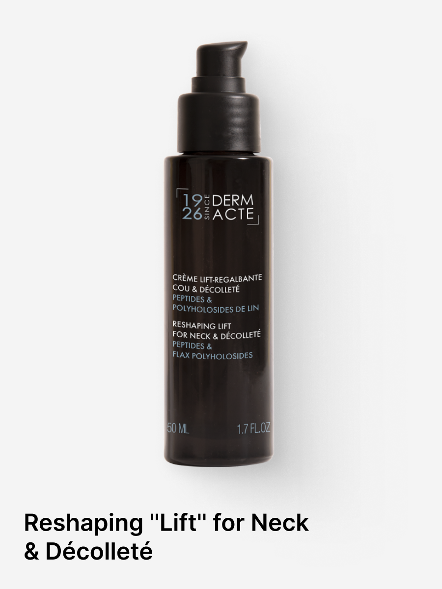 An all-round treatment for the neck & décolleté with a creamy, "lifting" texture that blends perfectly with the skin, penetrating it to work on refining the neck/décolleté and reshaping the oval of the face.
Its formula, which includes flax peptide