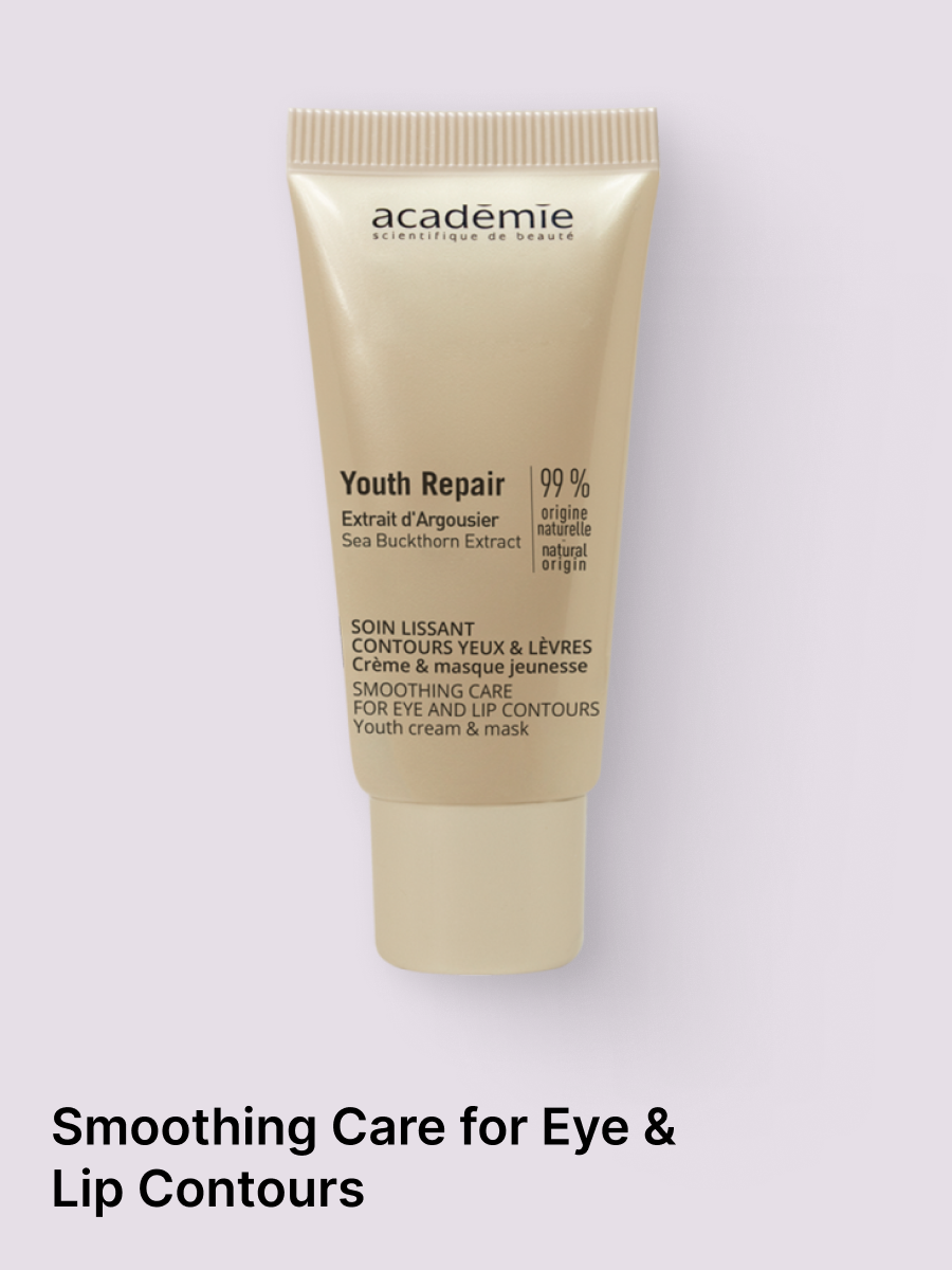 Rich in soy extract, this eye and lip contour treatment visibly reduces the appearance of wrinkles and smoothes features. Combined with sea buckthorn extract, as in the entire Youth Repair line, it's ideal for anyone wishing to treat all the signs of