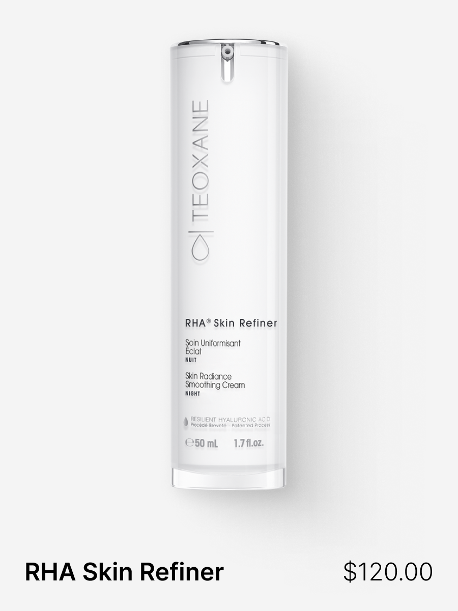 A unique balance of glycolic acid and TEOXANE crosslinked hyaluronic acid in a daily night care to reveal a new skin. Gently and efficiently exfoliates the skin without irritation whilst continuing to hydrate.