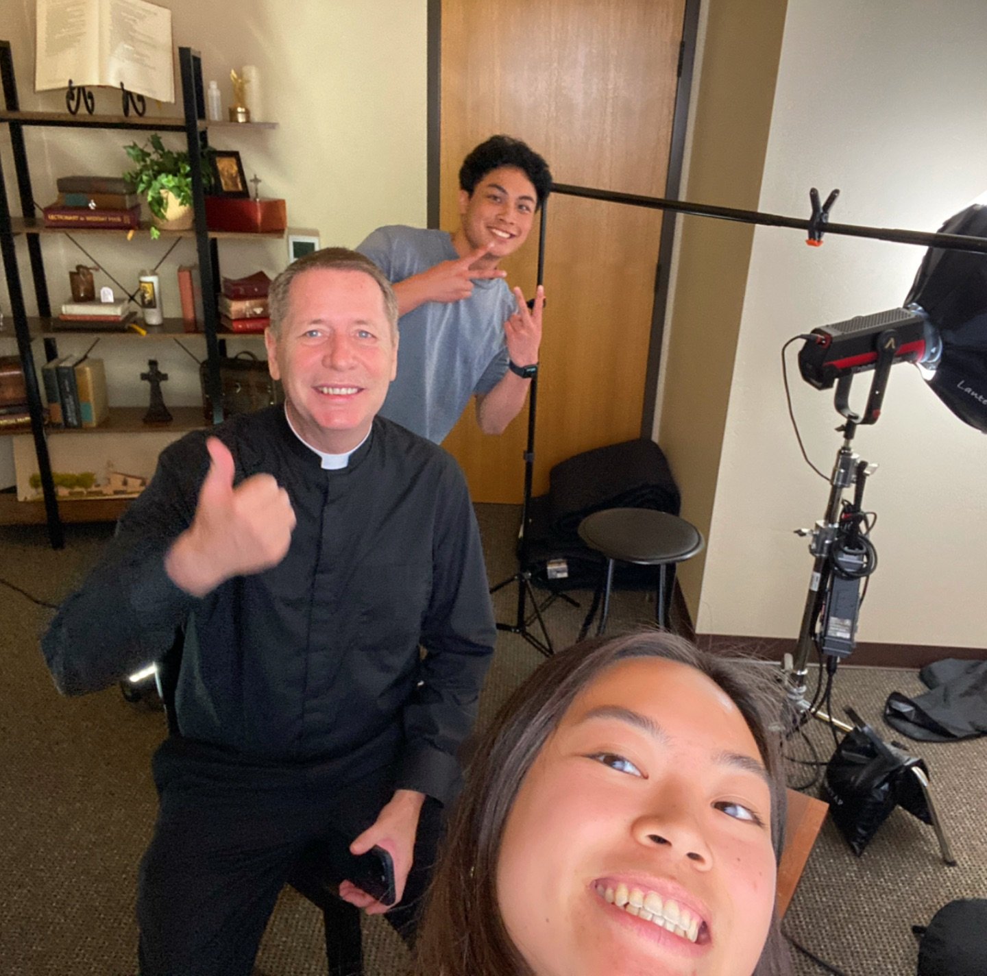 Filming Fr. Patrick&rsquo;s last Mass Announcement video today!