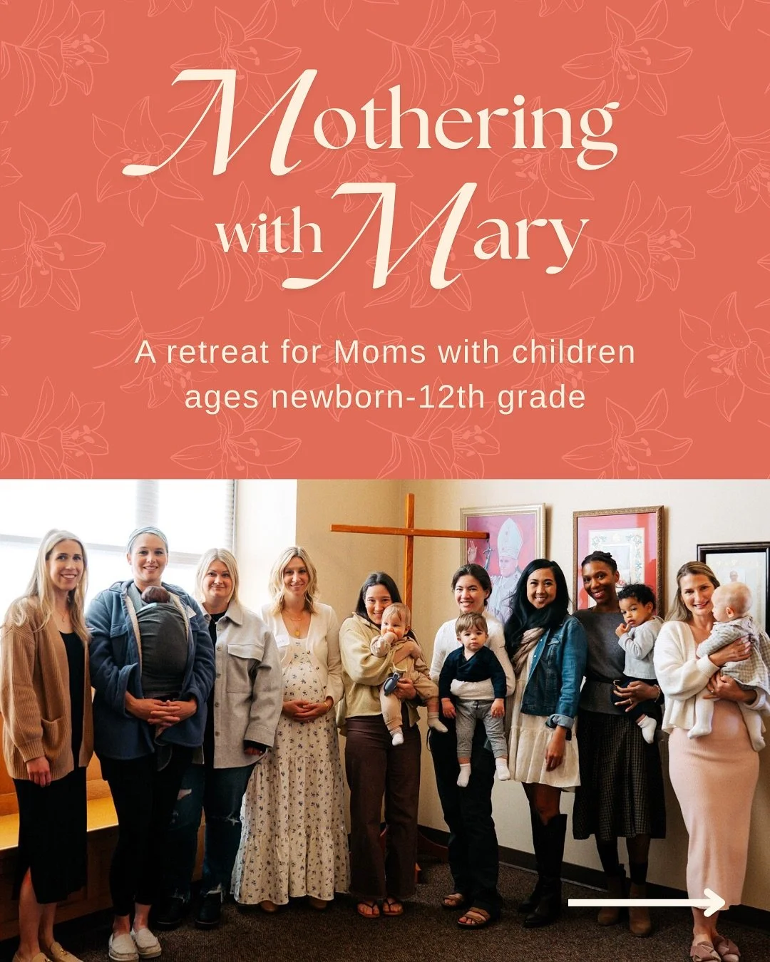 Moms, we are inviting YOU to join us for Mothering With Mary, a special afternoon retreat for moms with children (newborn to 12th grade). This is a time to renew your spirit, connect with other moms, and experience God&rsquo;s grace in a powerful way