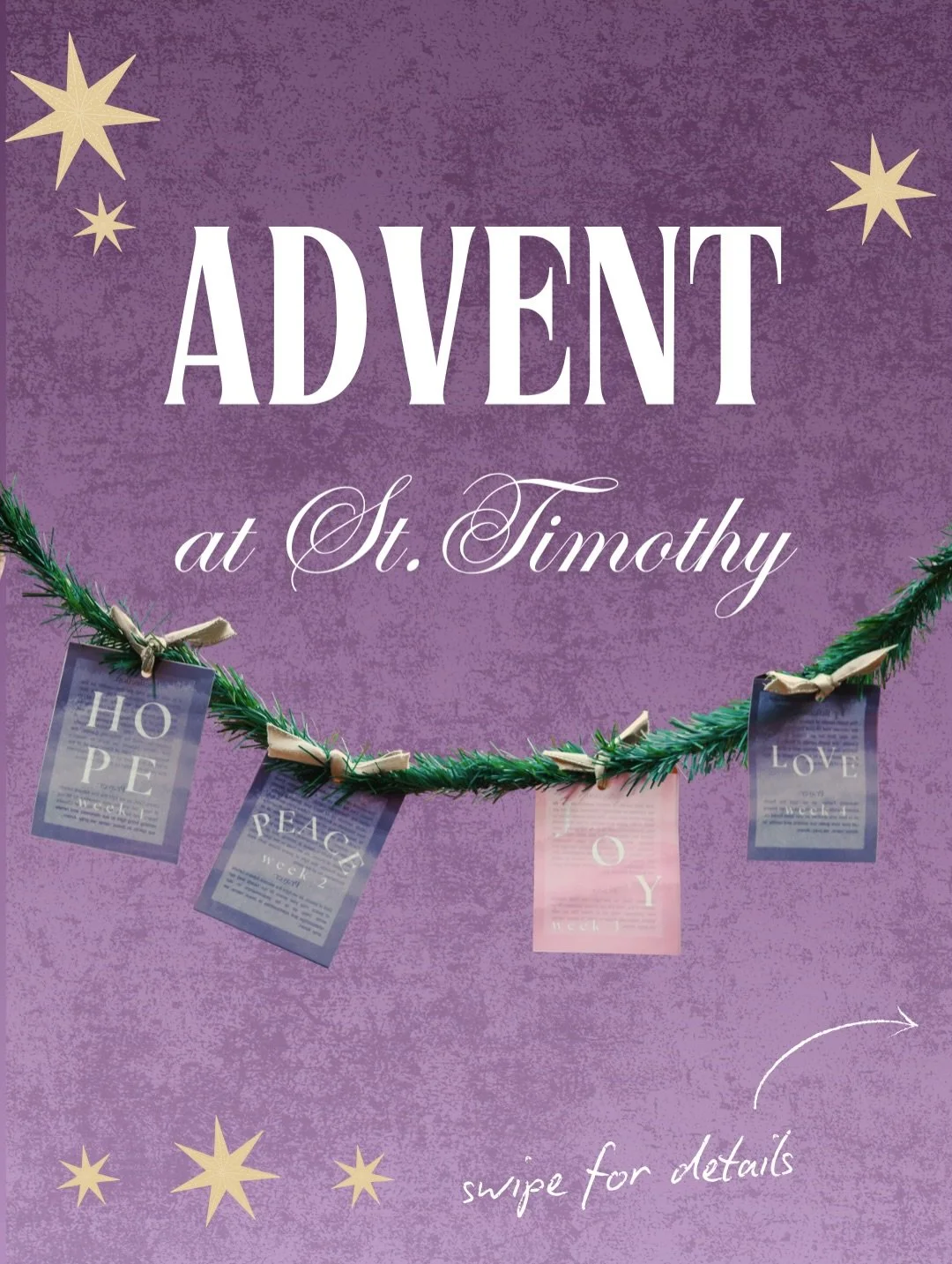 Celebrate Advent with us! 

// Advent Reflection Night 
Fr. Felix Just will lead us in a Night of Reflection, sharing how God&rsquo;s Word speaks to us during the Advent season. All ages are welcome.

// Taiz&eacute; prayer service 
Join our Music Mi