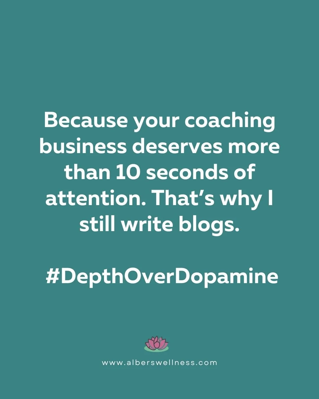 I don&rsquo;t build my business around Reels. I know they&rsquo;re popular. I know they &ldquo;work.&rdquo;

I know the internet loves a quick hit of dopamine...heck, we all do, am I right?
And still&hellip;I write my blog. 2X/month. Every month.

Be