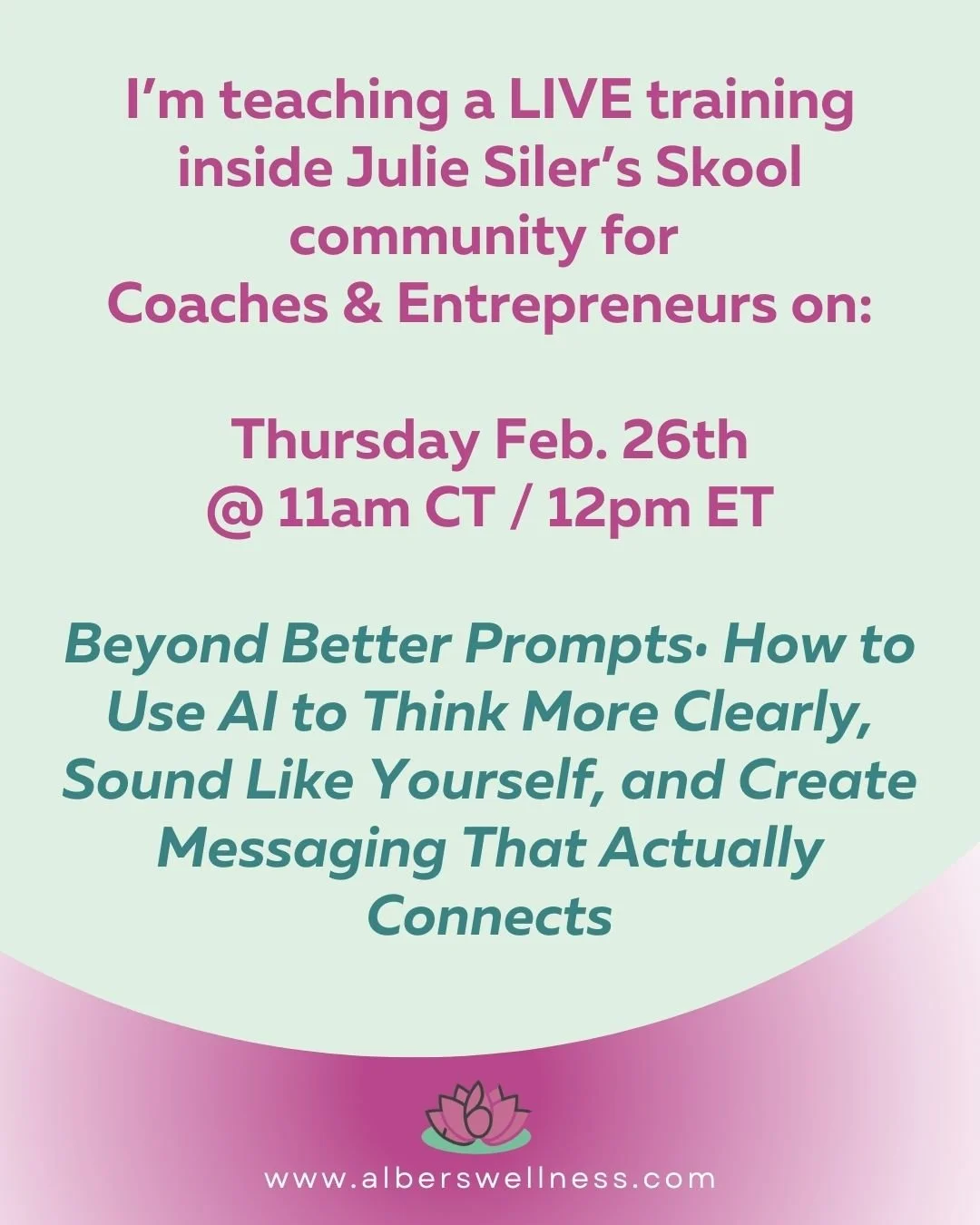 Quick heads up: this is NOT another &ldquo;copy + paste prompts&rdquo; class. 

You&rsquo;ll get prompts, for sure, actually, you&rsquo;ll get Copywriter written prompts.
But the real shift will be learning how to strategize with AI so your messaging