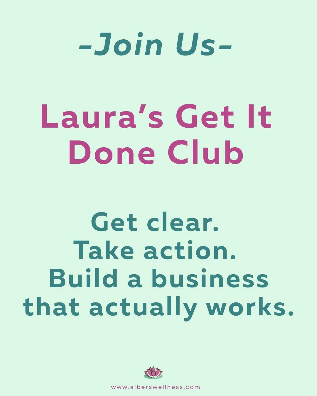 Laura&rsquo;s Get It Done Club
Get clear. Take action. Build a business that actually works.

Join us for 2 focused sessions each month where you get coached, get unstuck, and actually finish what matters.

You pick the 1 thing that's been sitting on