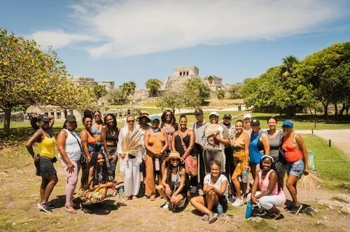 A+group+of+girls+in+Tulum+rains