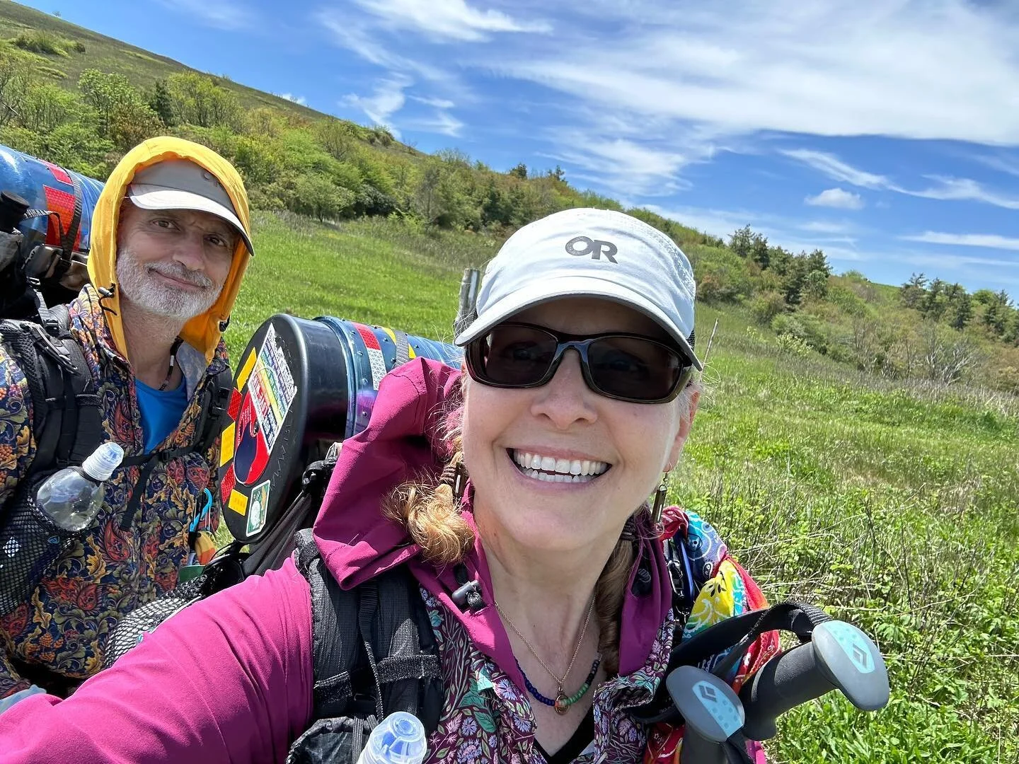 Back on Trail!!!!

We left our cabin in dense fog, barely able to see 10 feet in front ofvthe car at times--scary!

We parked at Uncle Johnny's in Erwin, TN, and waited for our shuttle to Sam's Gap. 

It was sprinkling when we started up the hill. We