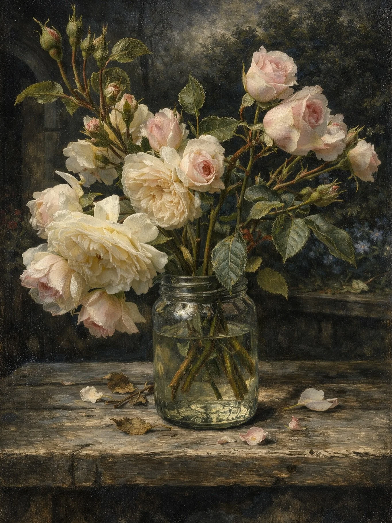 Saving &ldquo;Emily Bront&euml;&rdquo; from the 🌧️ 

#englishrose #fineart #floralart #stilllife