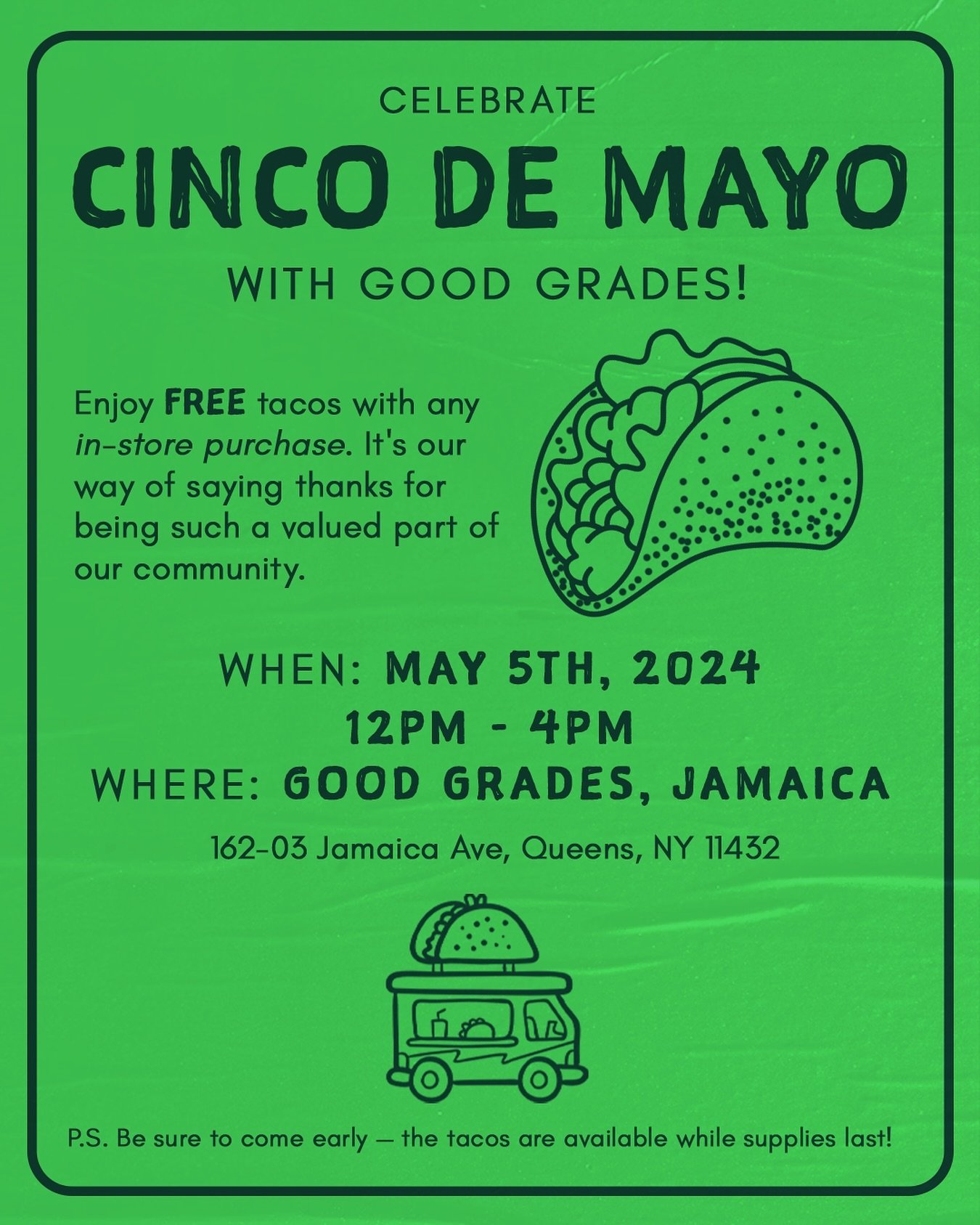 Who doesn&rsquo;t love FREE tacos 🌮 

#tacotuesday #freetacos #cincodemayo #goodgrades #jamaicaave