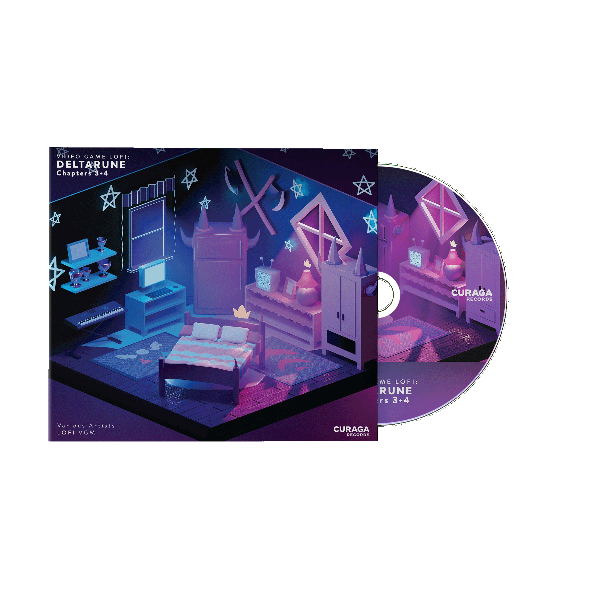 "Video Game LoFi: Deltarune Chapters 3+4" by Various Artists | CD, Tape and Vinyl | Product and Layout design, 2025