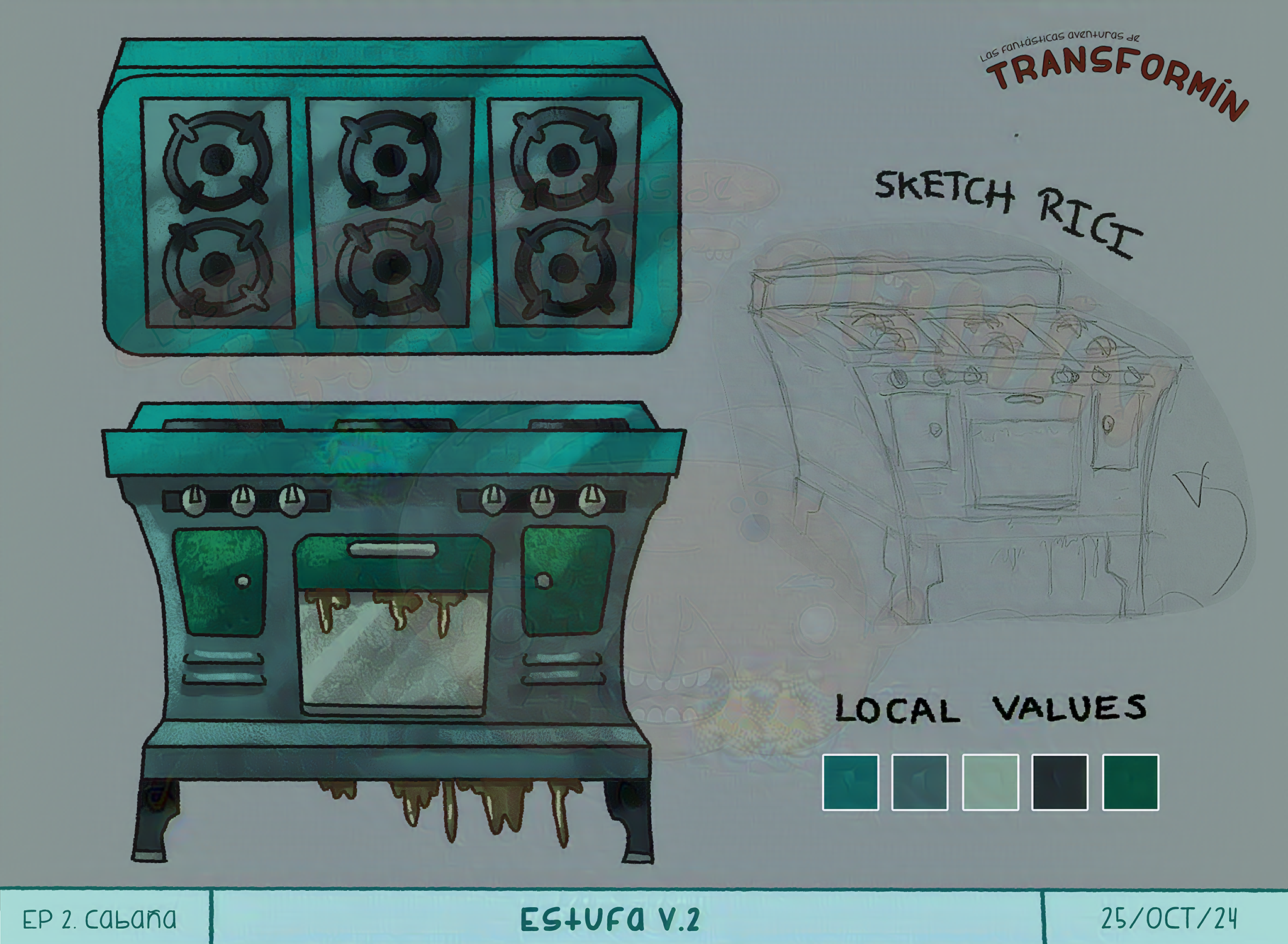 VisDev: Production sketch of an old stove.