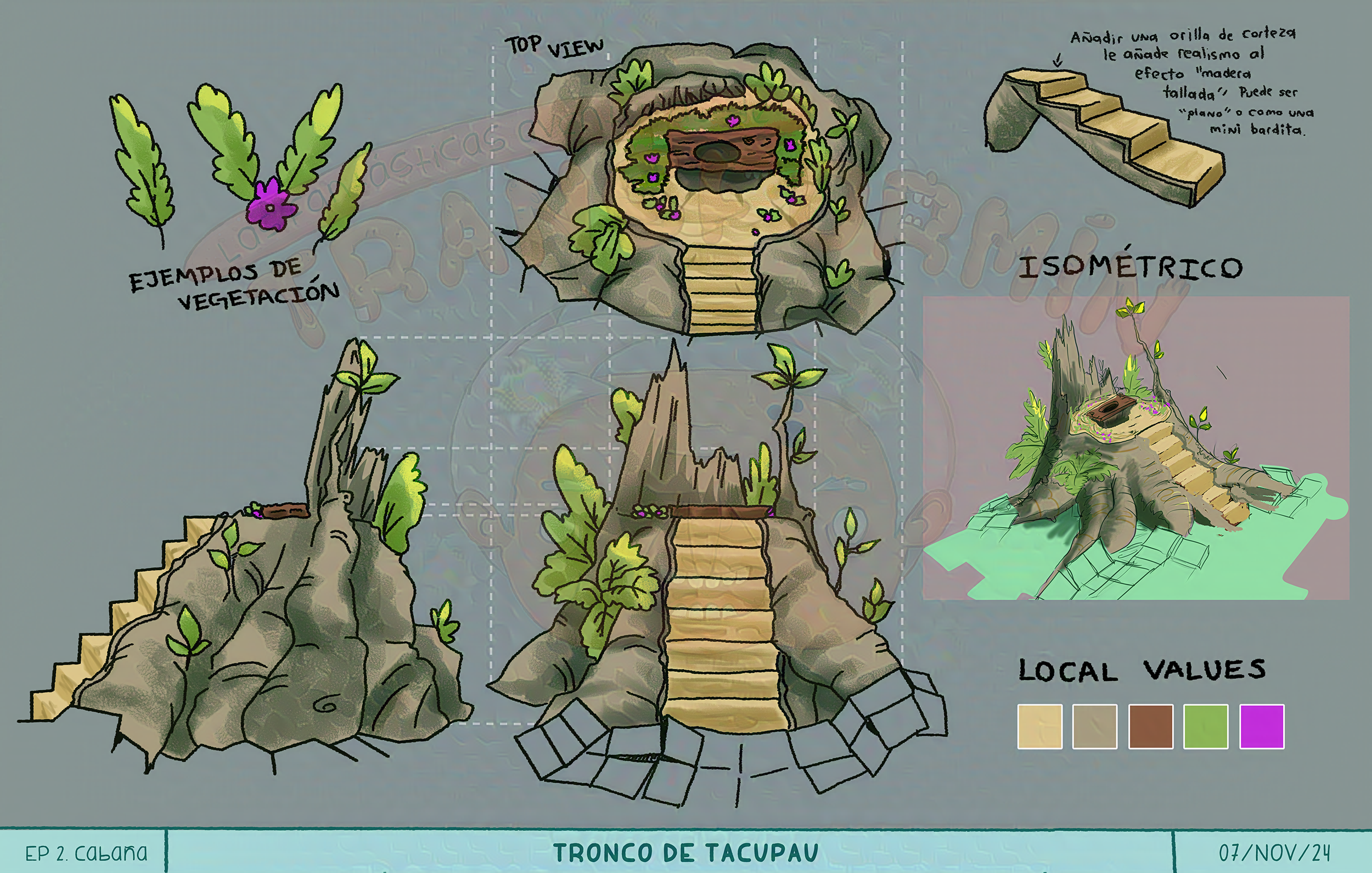 VisDev: Production sketch of a basin-like tree stump