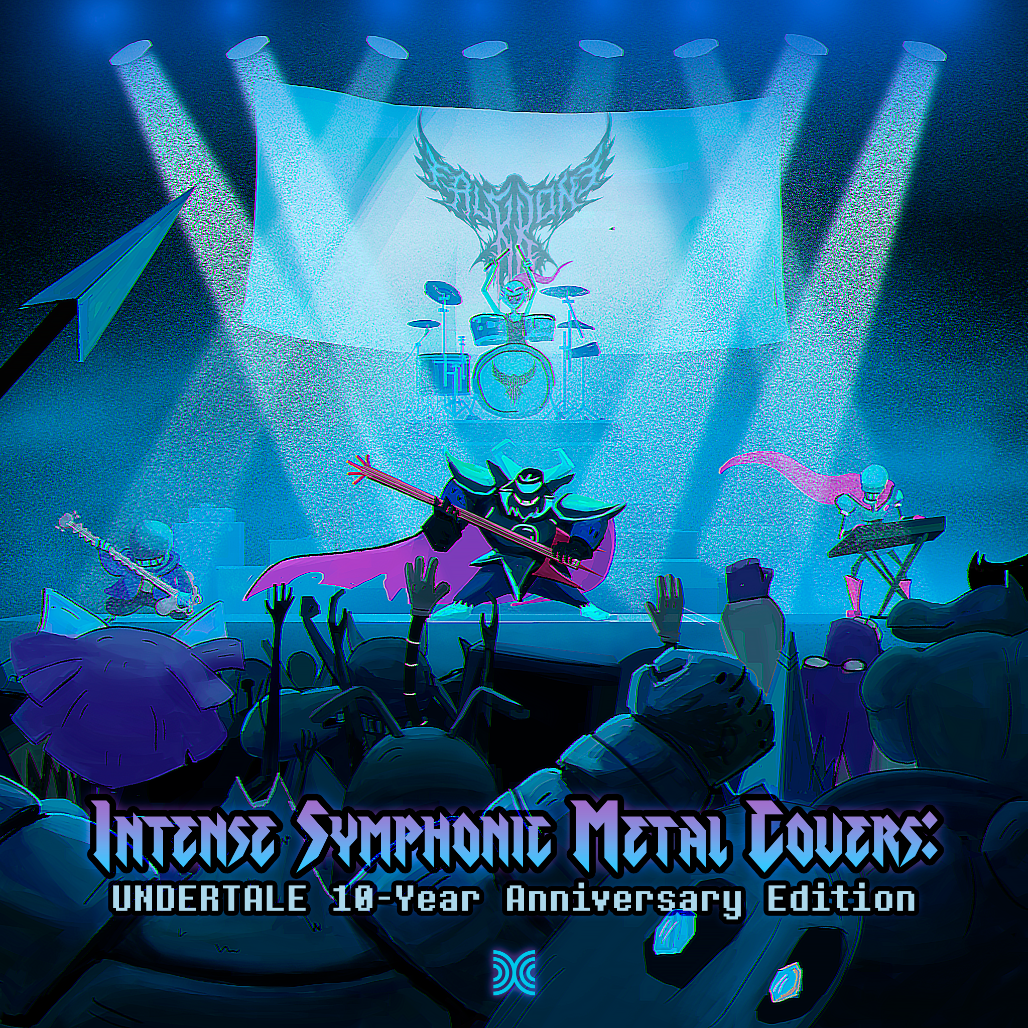 Graphic design for "Intense Symphonic Metal Covers: Undertale 10-Year Anniversary Edition" by FalKKonE, 2025 | Album illustration by Andrés Goji