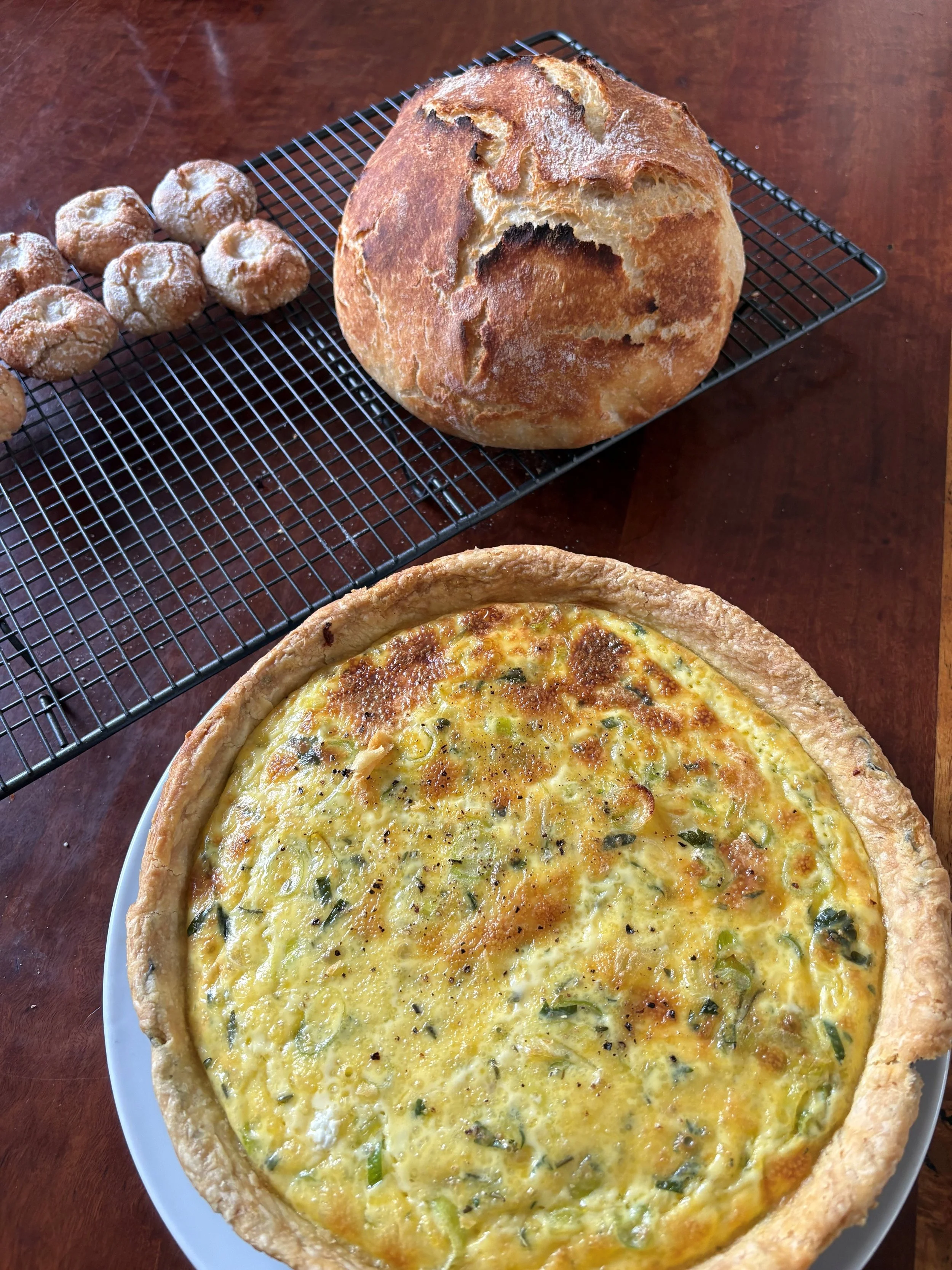 Amaretti, Fresh Bread, Chevre Tart