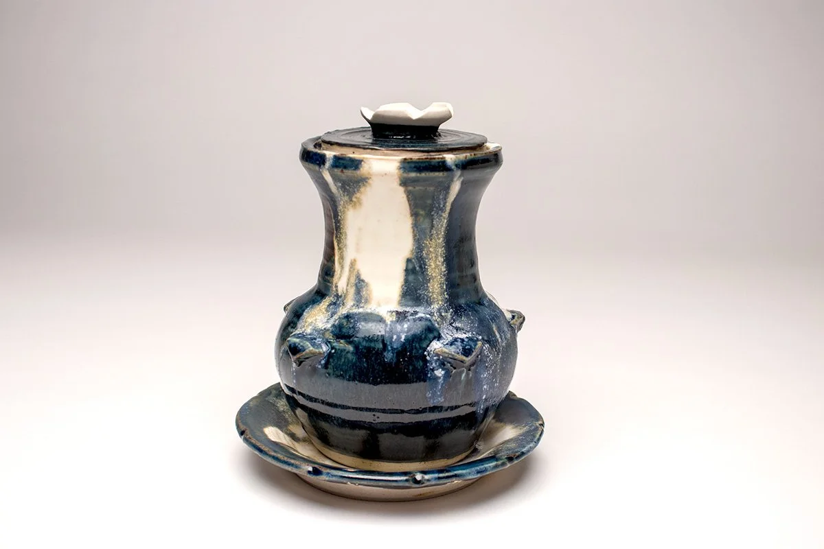 Blue and White Bottle with Lid