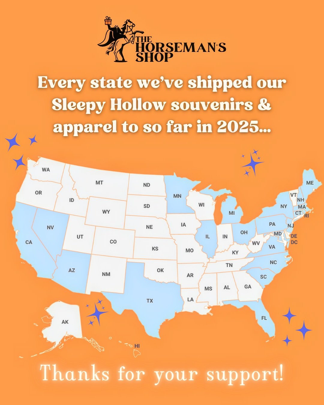 We&rsquo;re constantly amazed by how far The Horseman&rsquo;s Shop has reached, and we&rsquo;re even prouder of the love and admiration everyone has for our hometown of Sleepy Hollow! 🖤

From coast to coast, our Sleepy Hollow souvenirs and apparel h